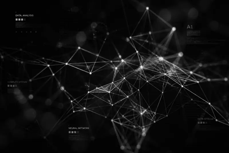 Abstract visualization of local AI and neural data connections