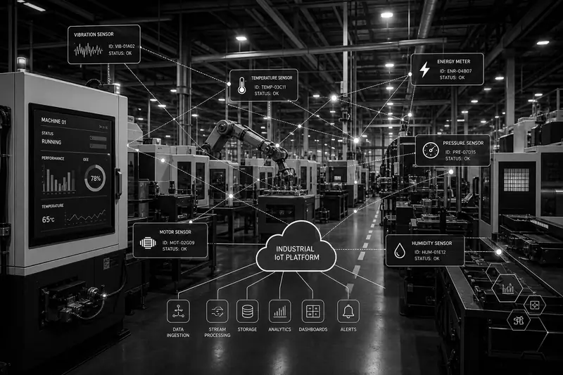 Industrial machines connected through enterprise IoT systems