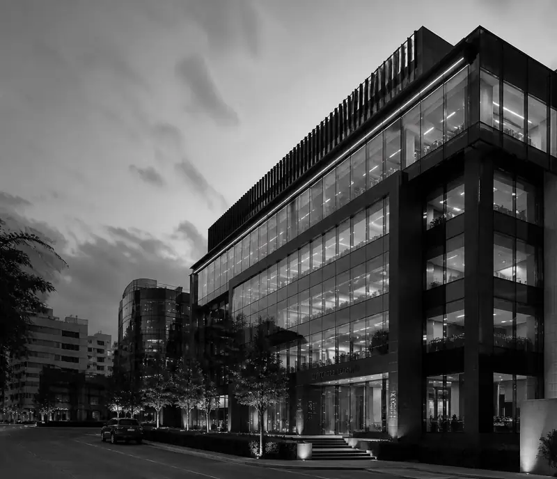 Modern commercial building exterior for facility operations